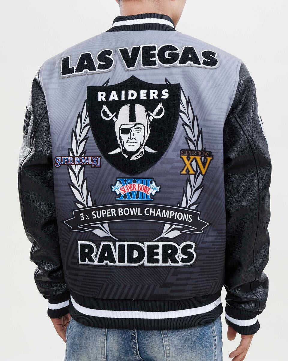 Las Vegas Raiders Pro Standard Remix Full-Zip Black Varsity Jacket