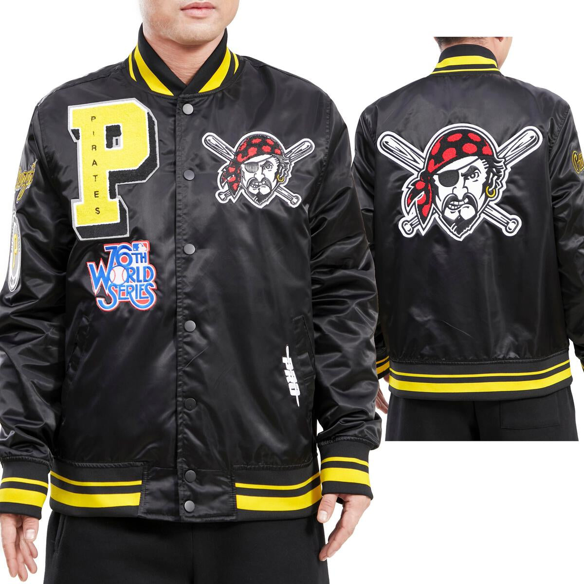 Black Pittsburgh Pirates Pro Standard Logo Mashup Satin Jacket