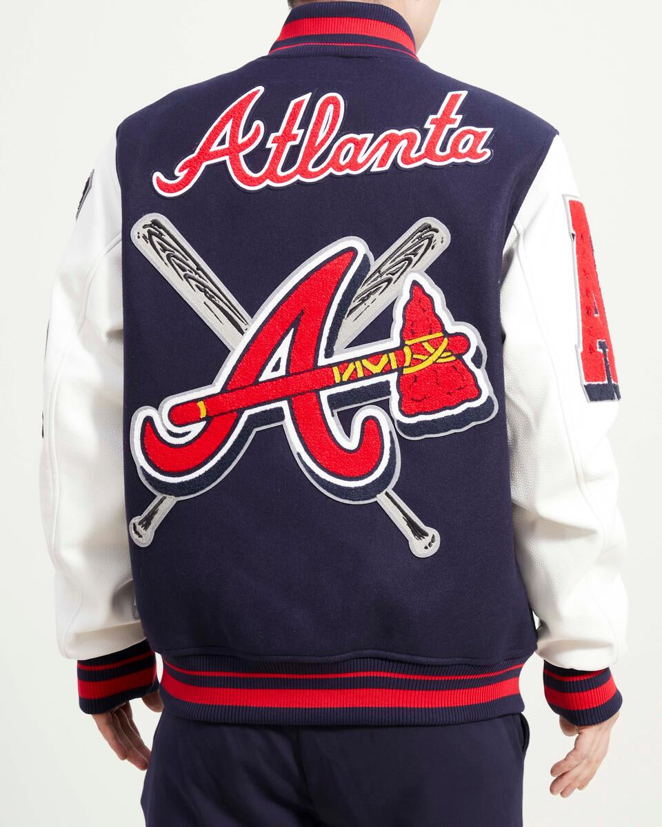 Navy Blue Atlanta Braves Pro Standard Logo Mashup Wool Varsity Heavy Jacket