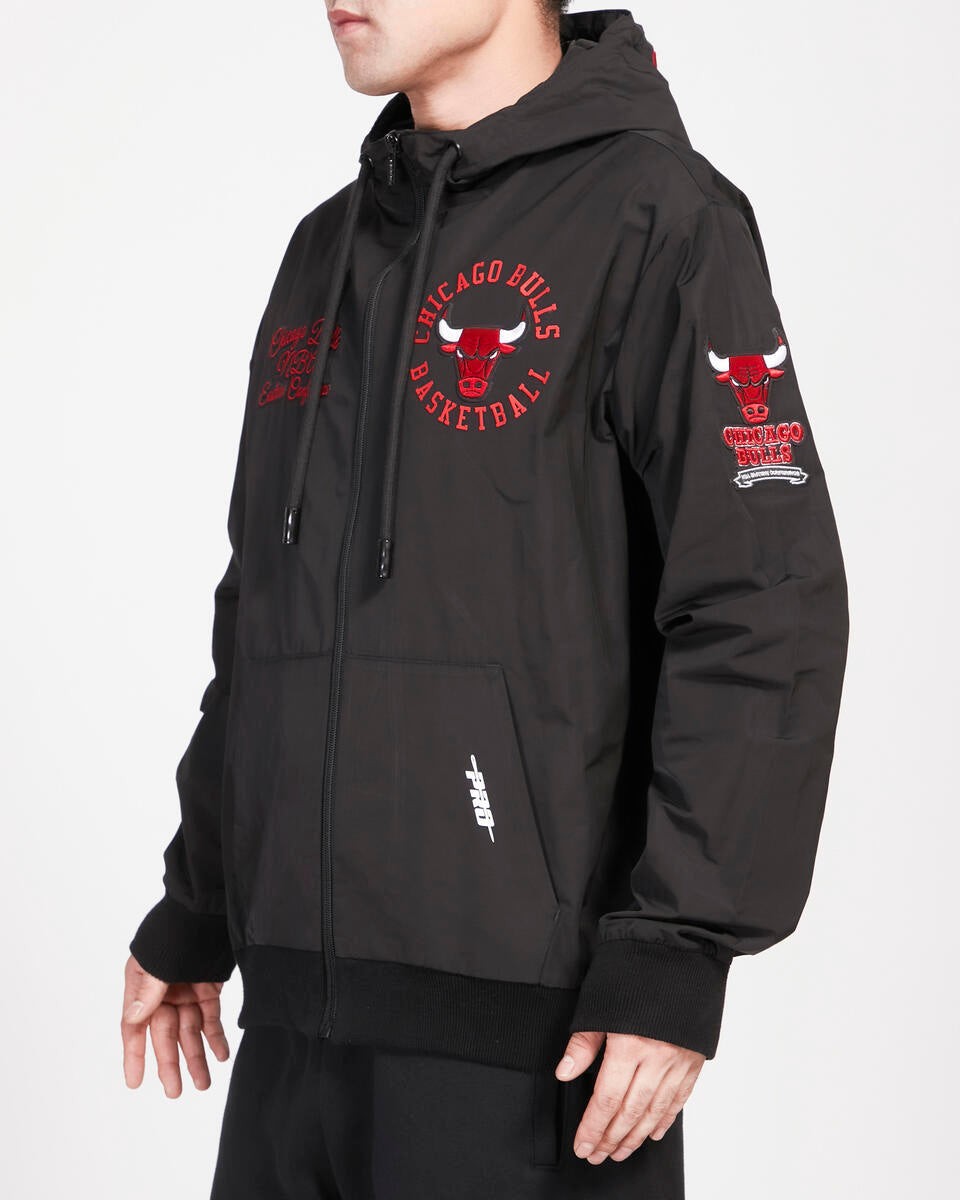Pro Standard Black Chicago Bulls Hybrid Woven Full Zipup Hoodie