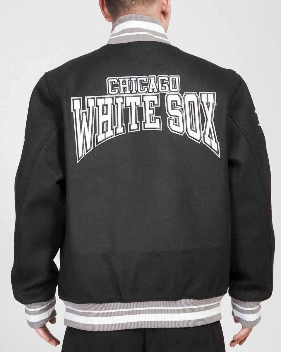 Black Chicago White Sox Pro Standard Crest Wool Varsity Jacket