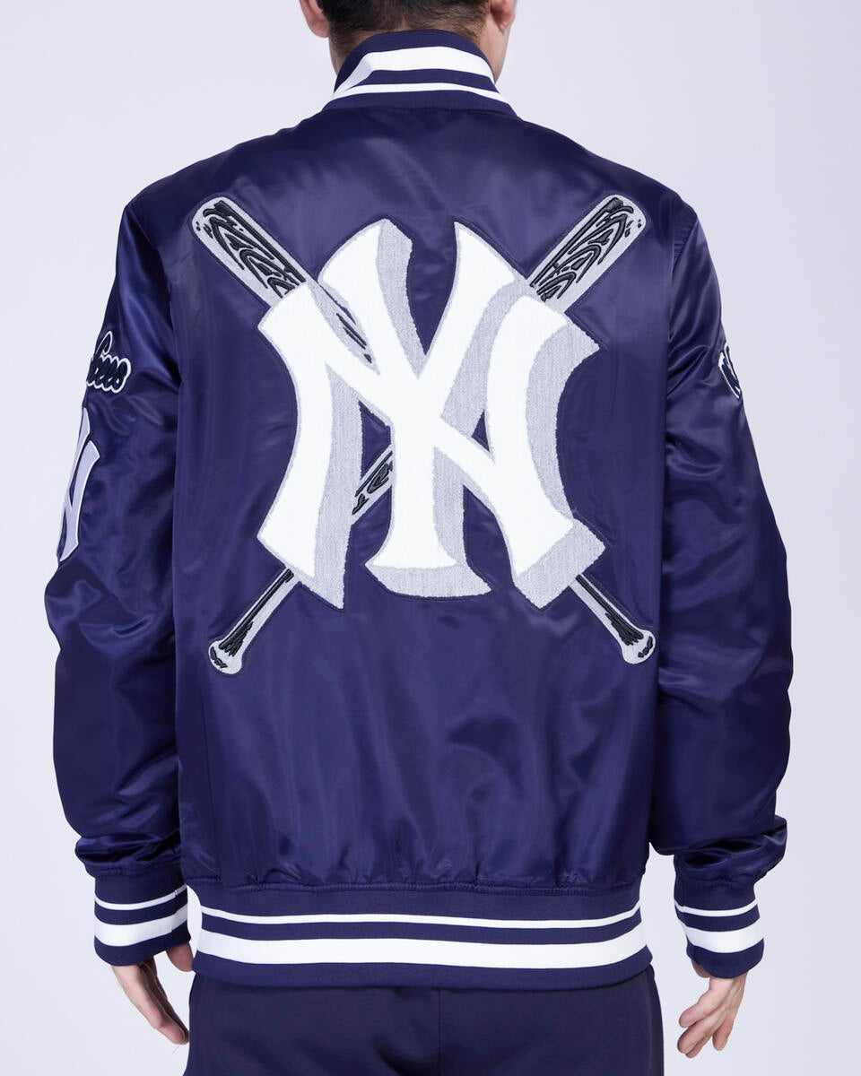 Navy Blue New York Yankees Pro Standard Logo Mashup Satin Jacket