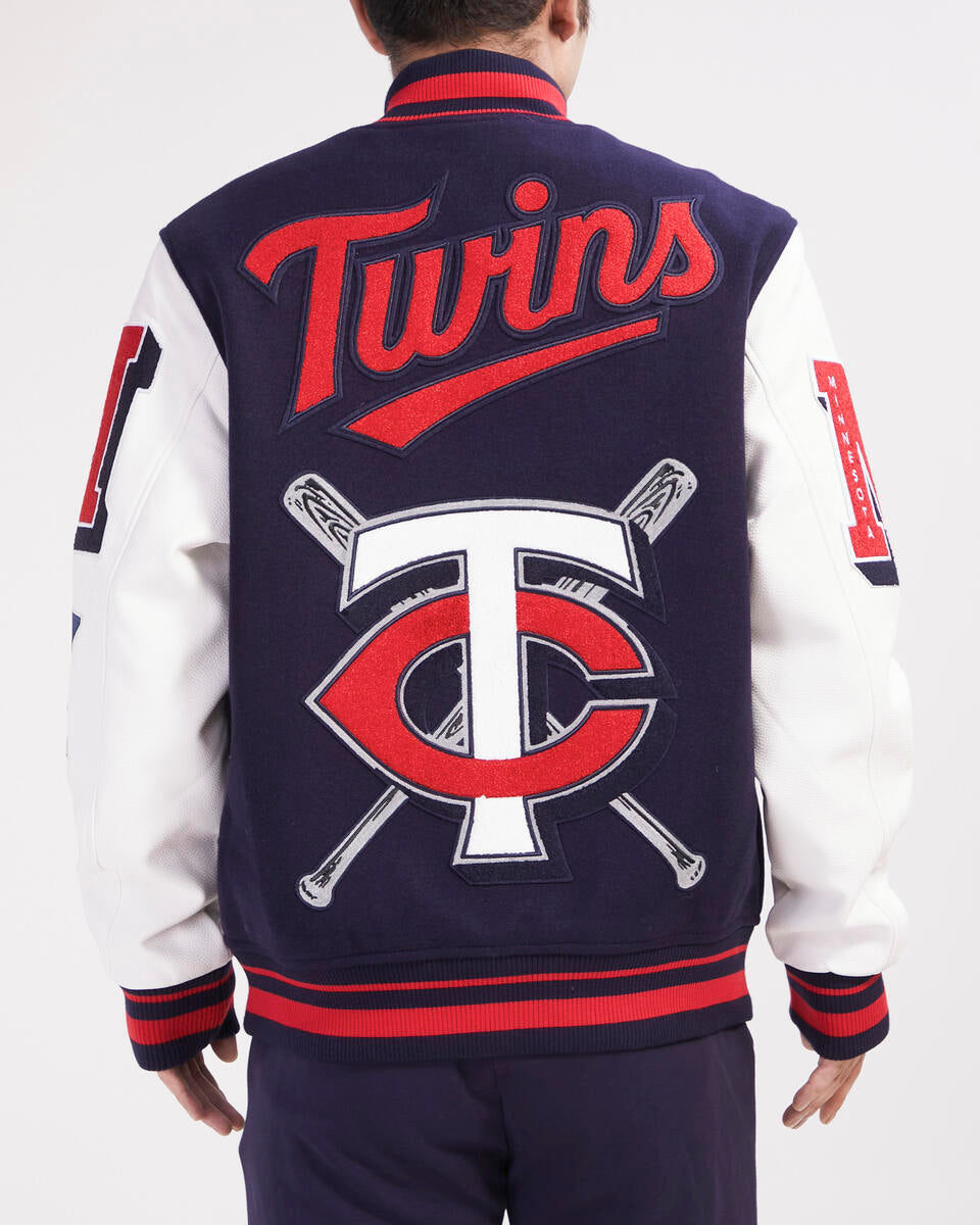 Navy Blue Minnesota Twins Pro Standard Logo Mashup Wool Varsity Heavy Jacket