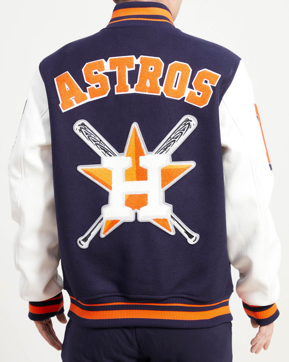 Navy Blue Houston Astros Pro Standard Logo Mashup Wool Varsity Heavy Jacket
