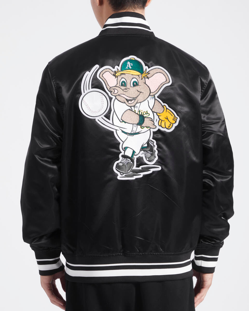 Black Oakland Athletics Pro Standard Logo Mascot Satin Jacket
