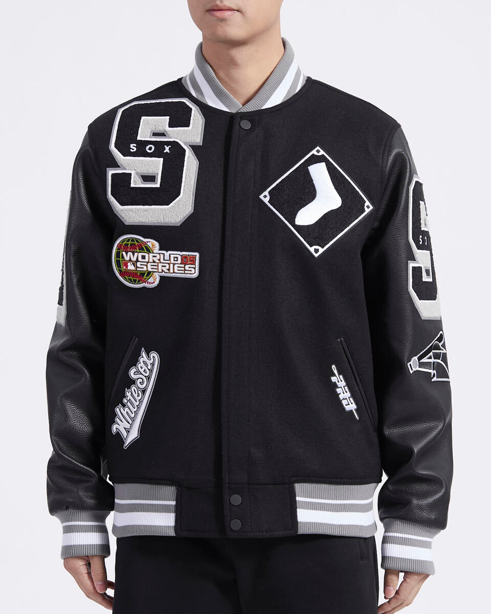 Black Chicago White Sox Pro Standard Logo Mashup Wool Varsity Heavy Jacket