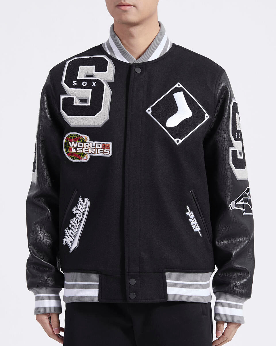 Black Chicago White Sox Pro Standard Logo Mashup Wool Varsity Heavy Jacket