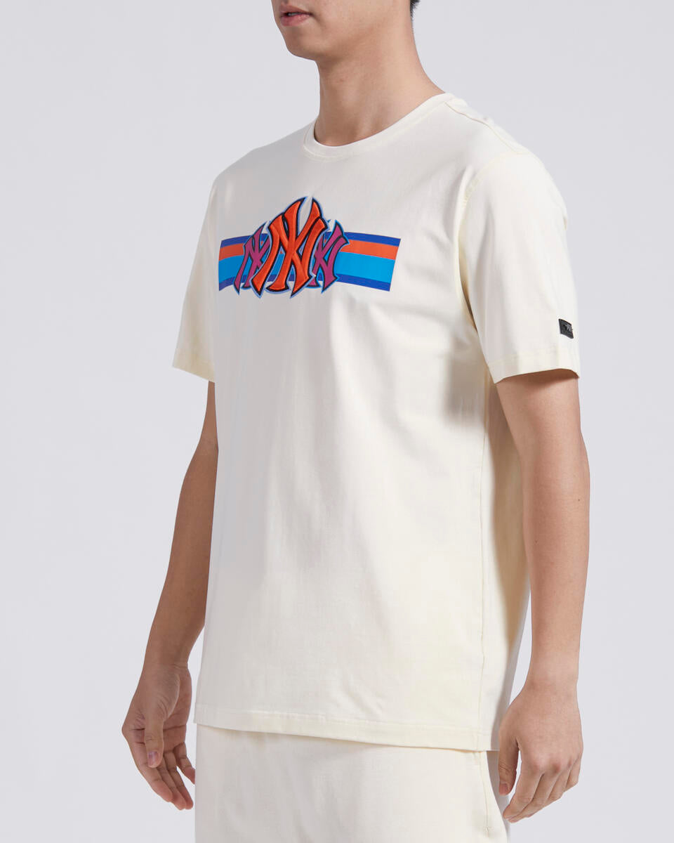 Off White New York Yankees Pro Standard Retro Striper Short Sleeve T-Shirt