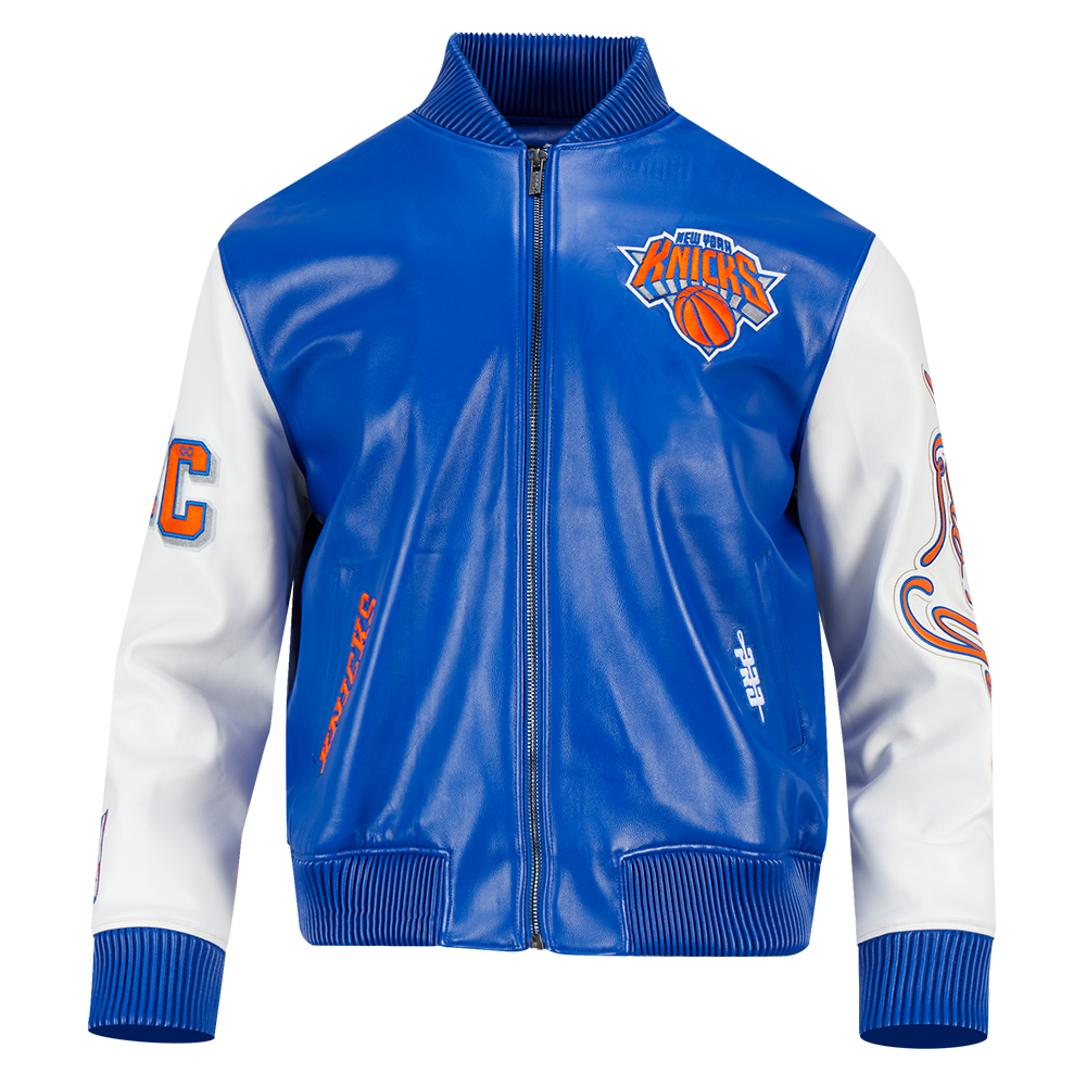 Royal Blue New York Knicks City Signature Full PU Leather NBA Varsity Jacket