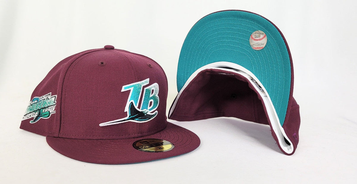 Maroon Tampa Bay Rays Teal Bottom 1998 Inaugural Season New Era 59Fifty Fitted