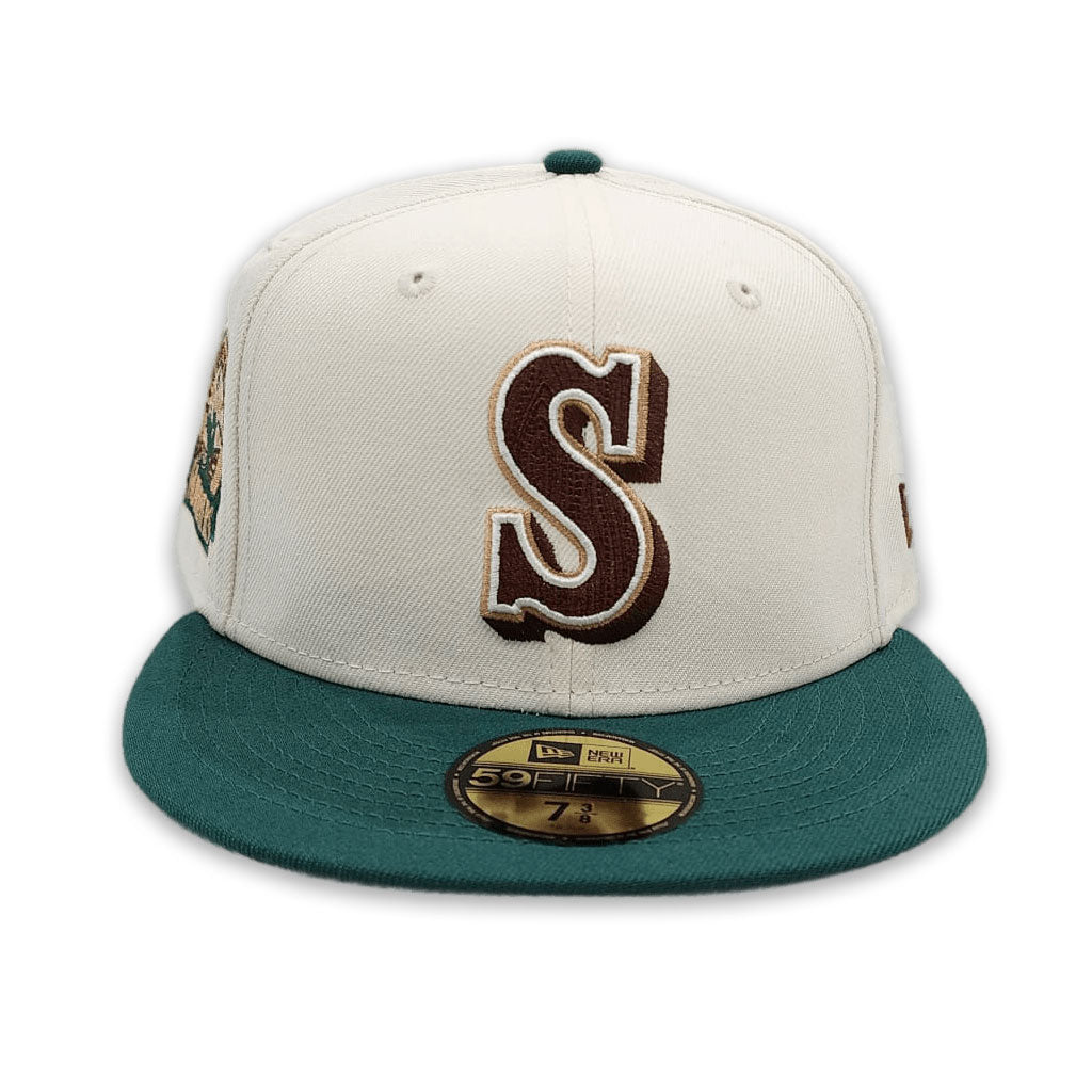 Off White Seattle Mariners Green Visor Gray Bottom 30th Anniversary Side Patch New Era 59Fifty Fitted