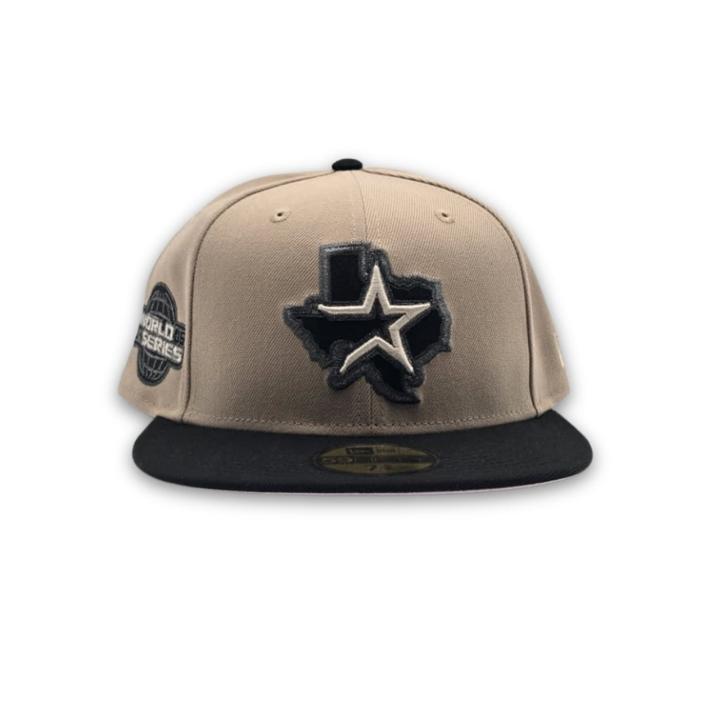 Camel Houston Astros Black Visor Pink Bottom 2005 World Series Side Patch New Era 59Fifty Fitted