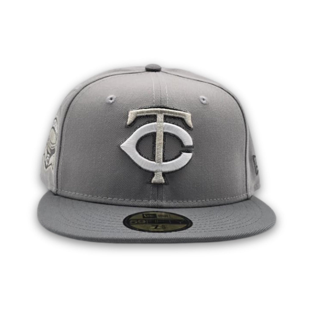 Gray Minnesota Twins Storm Gray Visor Gray Bottom HHH Metrodome Side Patch Halloween Pack New Era 59Fifty Fitted