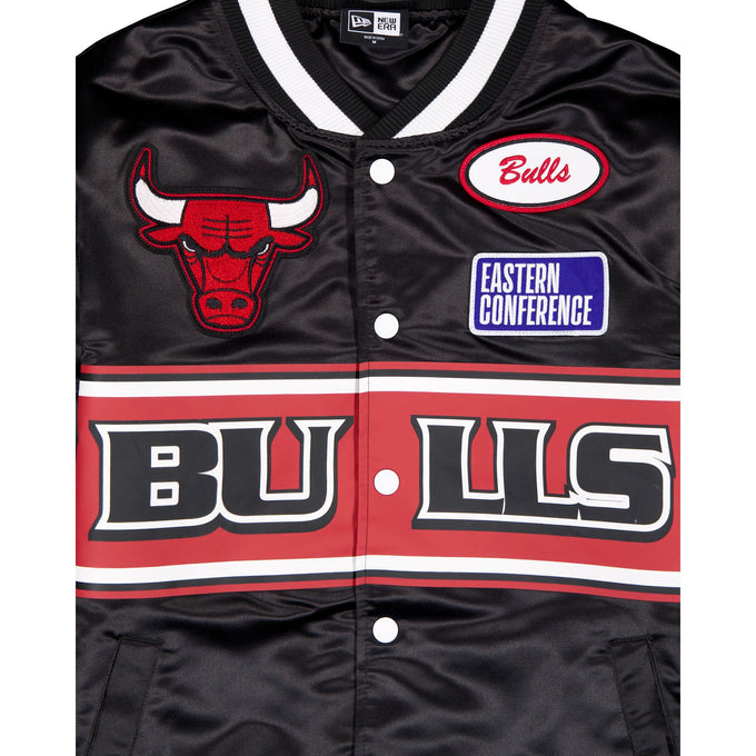 Black Chicago Bulls Red New Era Men's Rally Drive Medium Weight Satin Jacket