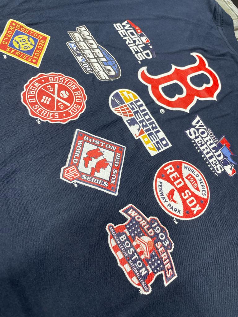 NAVY BLUE BOSTON RED SOX 9X WORLD SERIES CHAMPIONS NEW ERA SHORT SLEEVE T-SHIRT