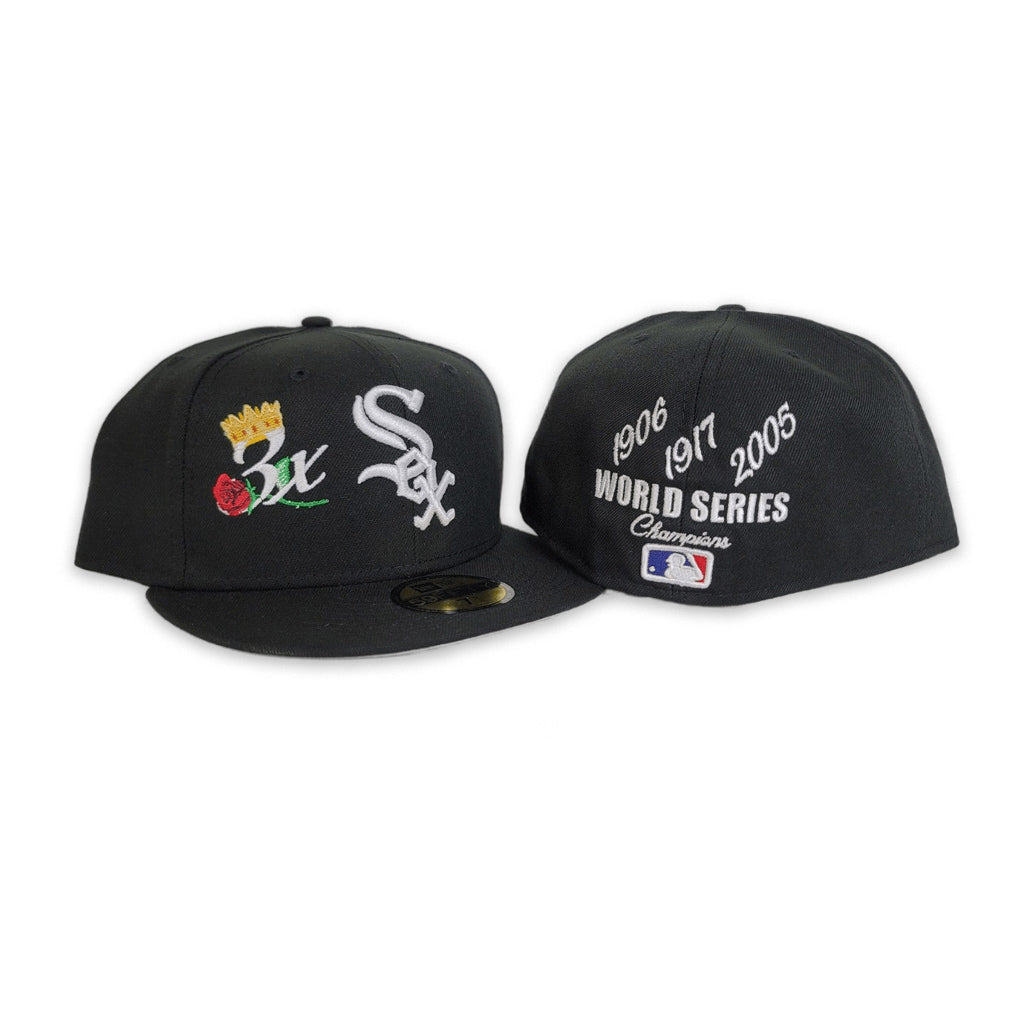 Black Chicago White Sox 3X World Series Champions Crown New Era 59Fifty Fitted