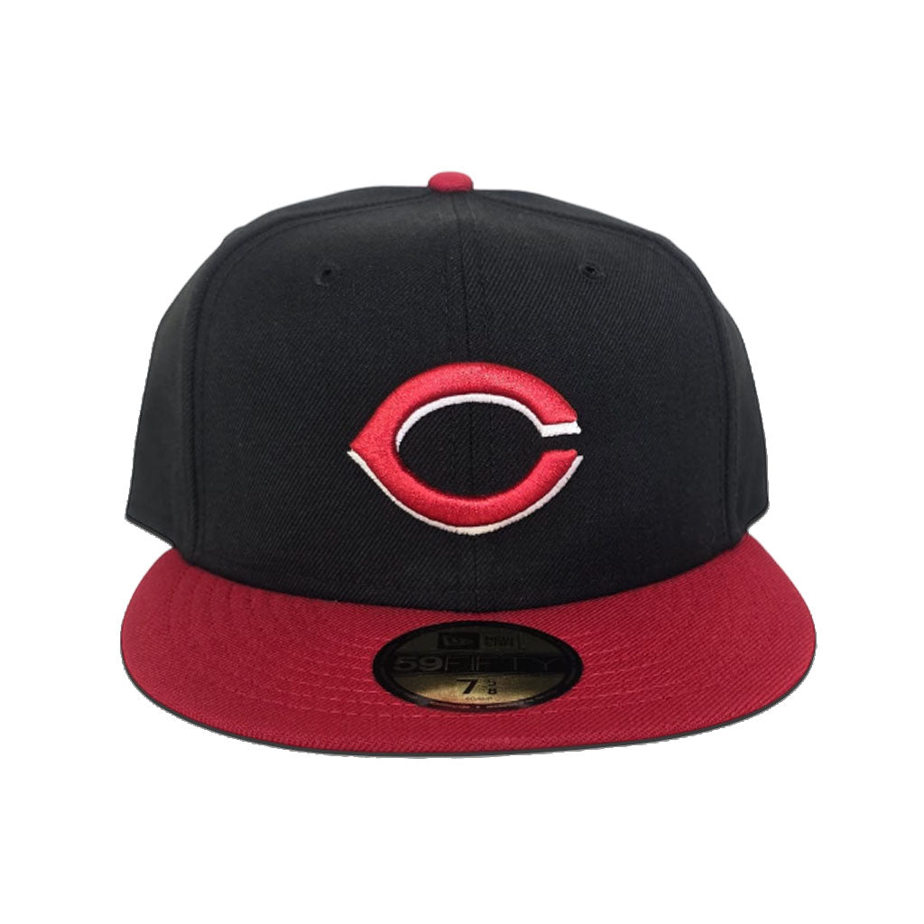 Black Cincinnati Reds Red Visor Gray Bottom New Era 59Fifty True Authentic On Field Fitted