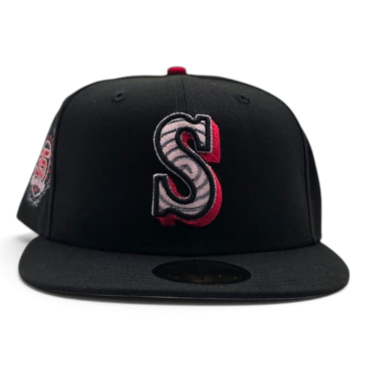 Black Seattle Mariners Swirl Logo Gray Bottom 35th Anniversary Side Patch New Era 59Fifty Fitted