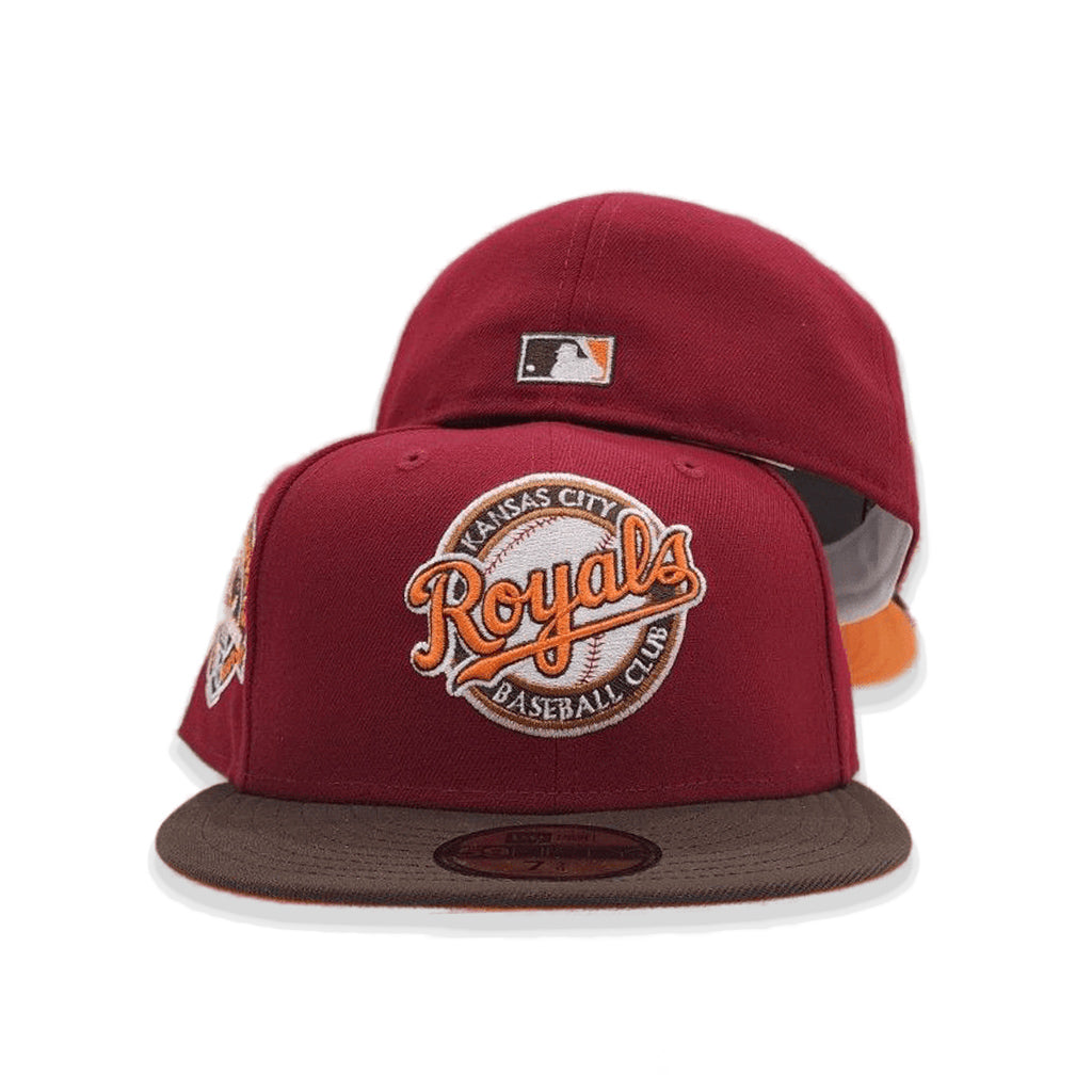 Burgundy Kancas City Royals Brown Visor Orange Bottom 40th Anniversary Side Patch New Era 59Fifty Fitted
