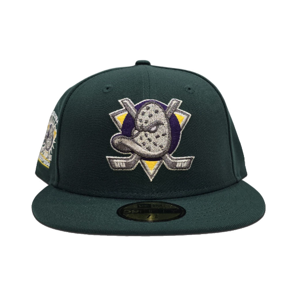 Dark Green Anaheim Mighty Ducks Gray Bottom 1993-1994 Inaugural Season Side Patch New Era 59Fifty Fitted