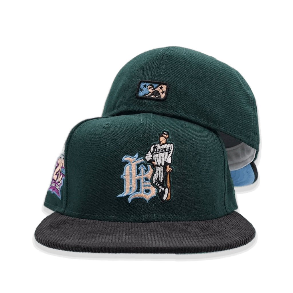 Dark Green Birmingham Barons Black Corduroy Visor Icy Blue Bottom 20 Years Side Patch New Era 59Fifty Fitted