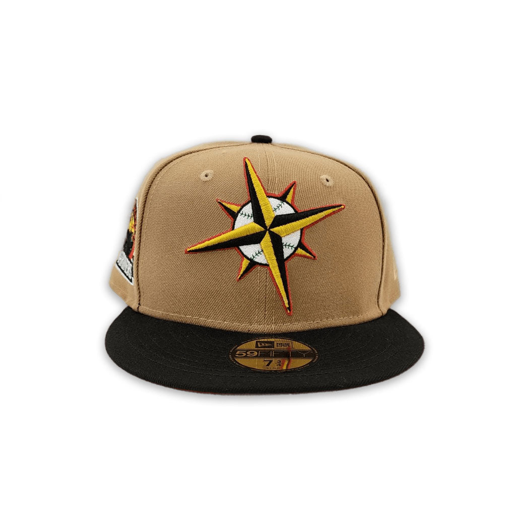 Khaki Seattle Mariners Black Visor Red Bottom 30th Anniversary Side Patch New Era 59Fifty Fitted