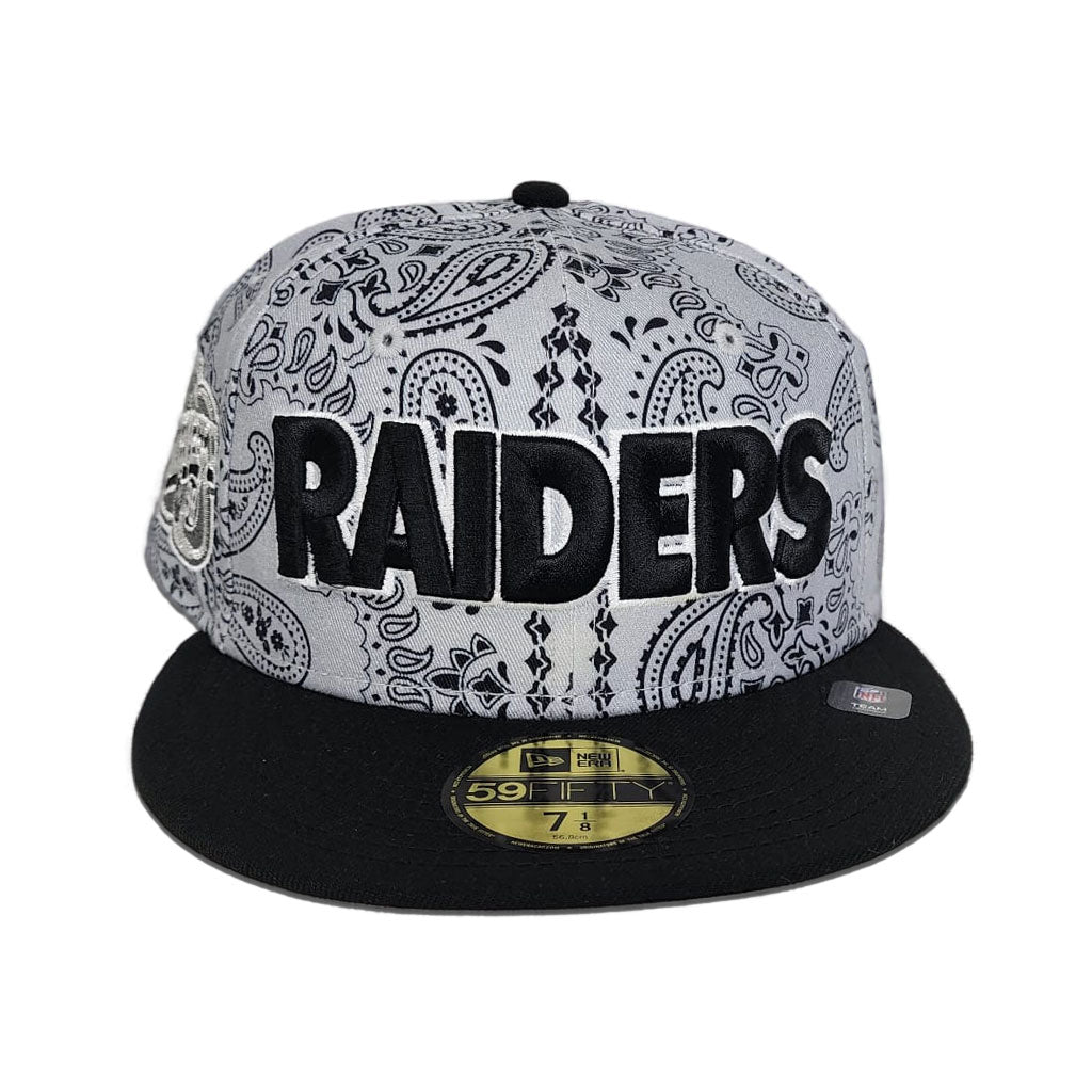 Gray Paisley Las Vegas Raiders Black Visor Gray Bottom NFL Draft 1998 Side Patch New Era 59Fifty Fitted