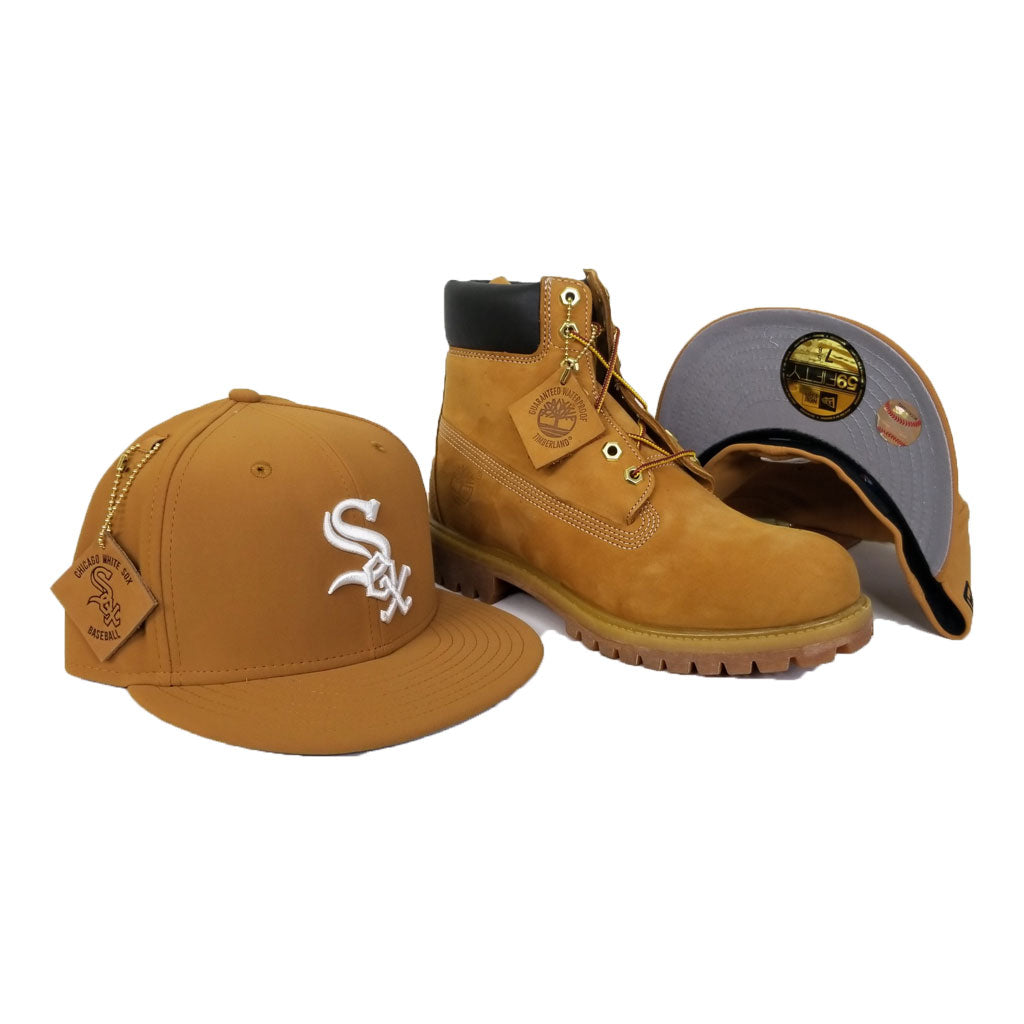 NEW ERA CHICAGO WHITE SOX PATCHED UP TIMBERLAND HOOK WHEAT 59FIFTY FITTED