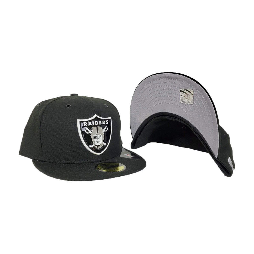 New Era Black Front Painted Metal Badge Oakland Raiders 59Fifty Fitted hat
