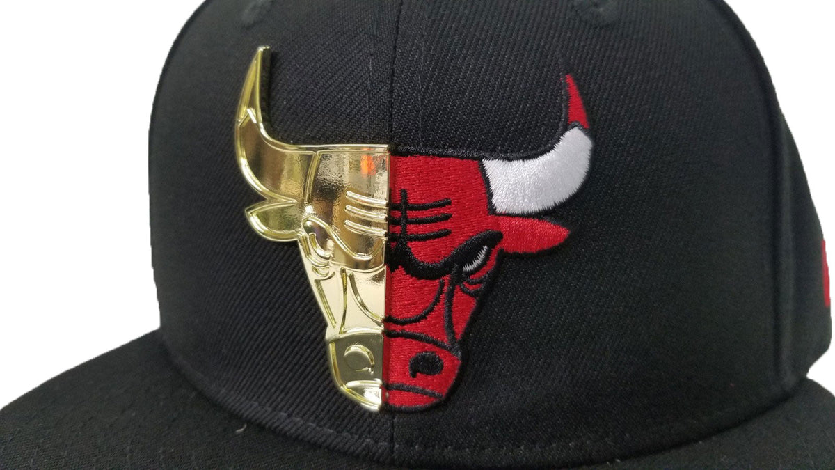 New Era Black Split Metal Logo Chicago Bulls Snapback