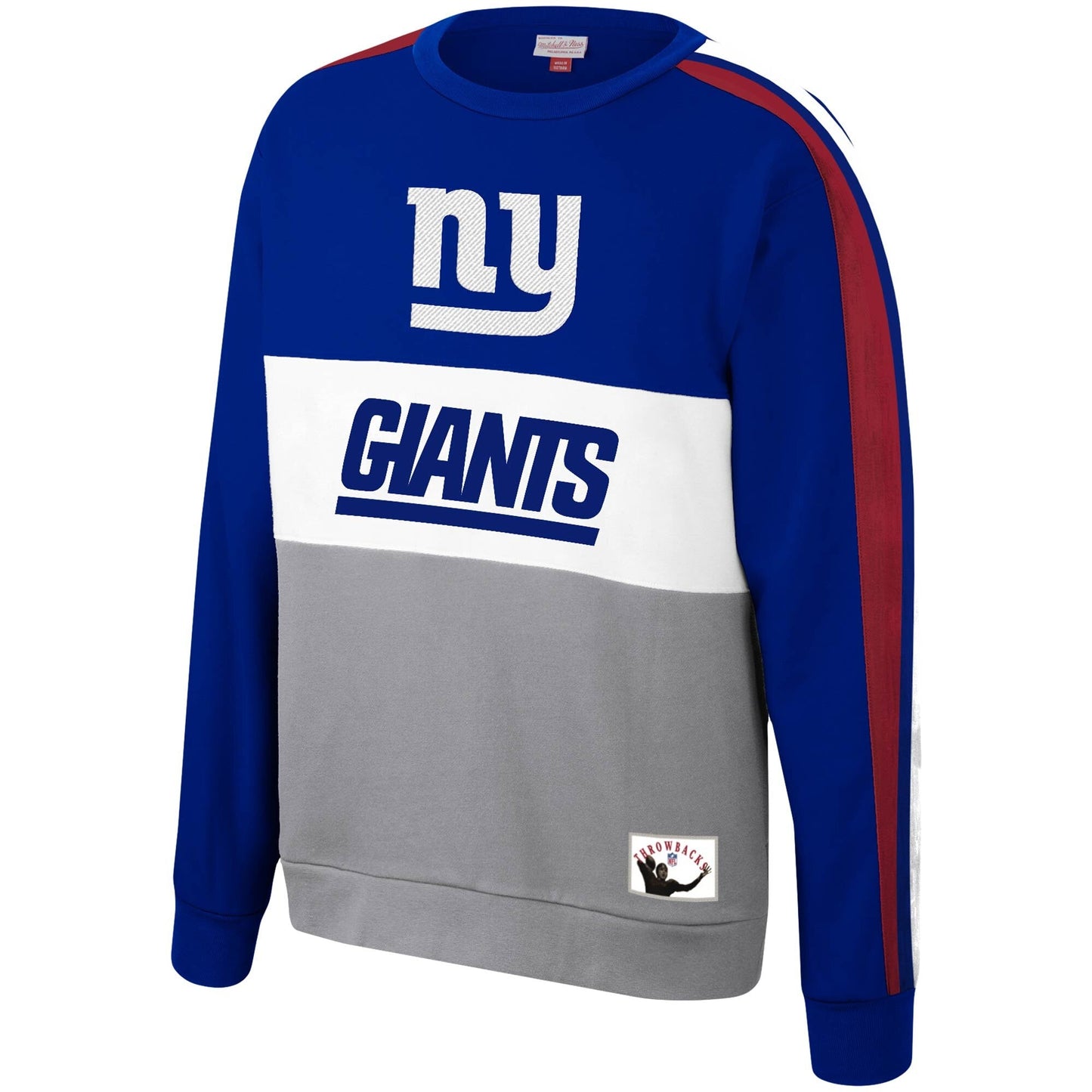 New York Giants Mitchell & Ness Royal Scorer Fleece Crew Sweatshirt