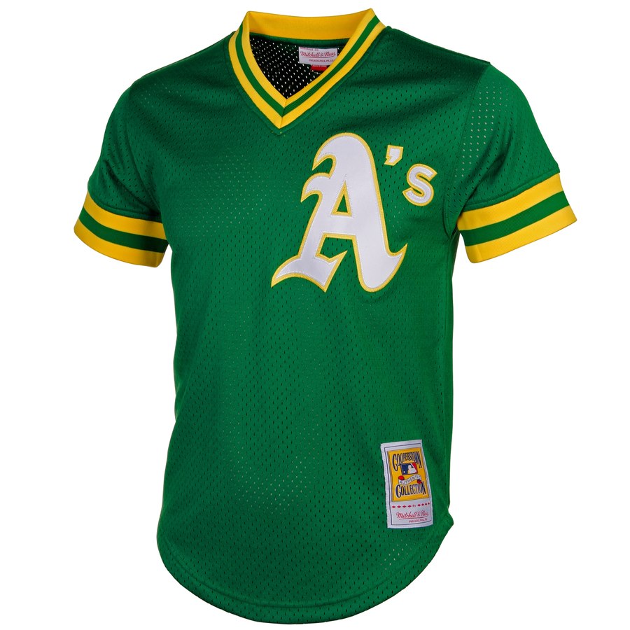Oakland Athletics Reggie Jackson Mitchell & Ness Green Cooperstown Mesh Batting Practice Jersey