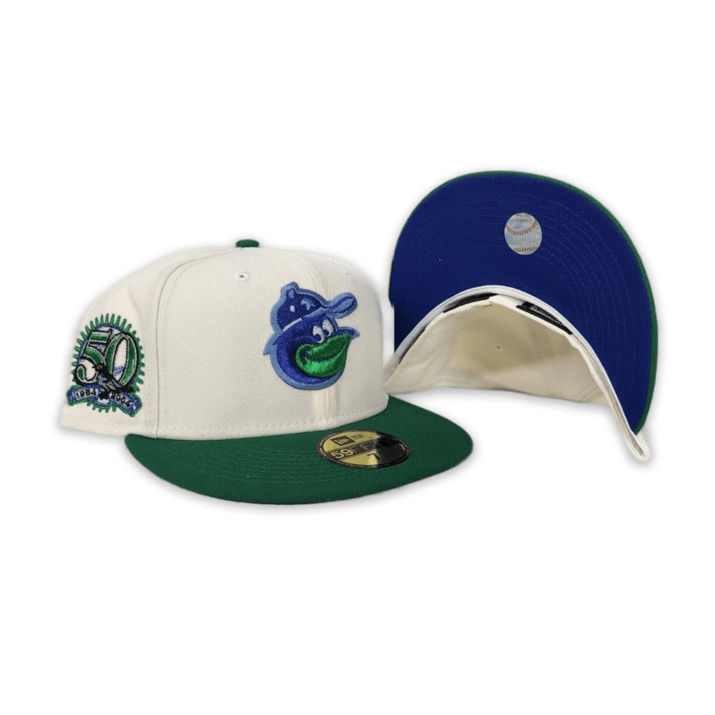 Off White Baltimore Orioles Green Visor Royal Blue Bottom 50th Anniversary Side Patch New Era 59Fifty Fitted