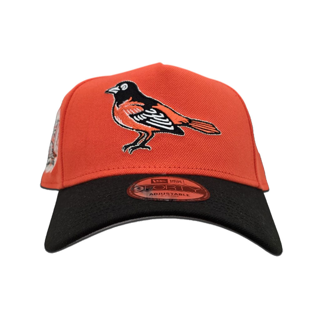 Orange Baltimore Orioles Black Curved Brim Gray Bottom 50th Anniversary Side Patch New Era A-Frame 9Forty Snapback