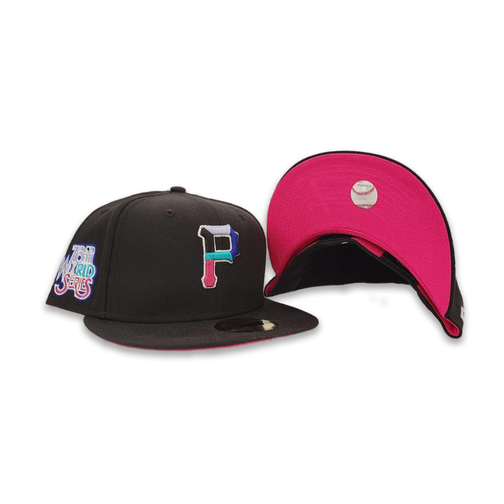 Polar Lights Black Pittsburgh Pirates Fusion Pink Bottom 76th World Series Side Patch New Era 59Fifty Fitted