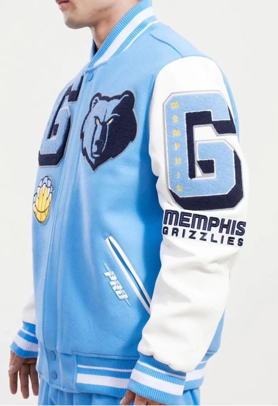 Light Blue Memphis Grizzlies Pro Standard Logo Mashup Wool Varsity Heavy Jacket