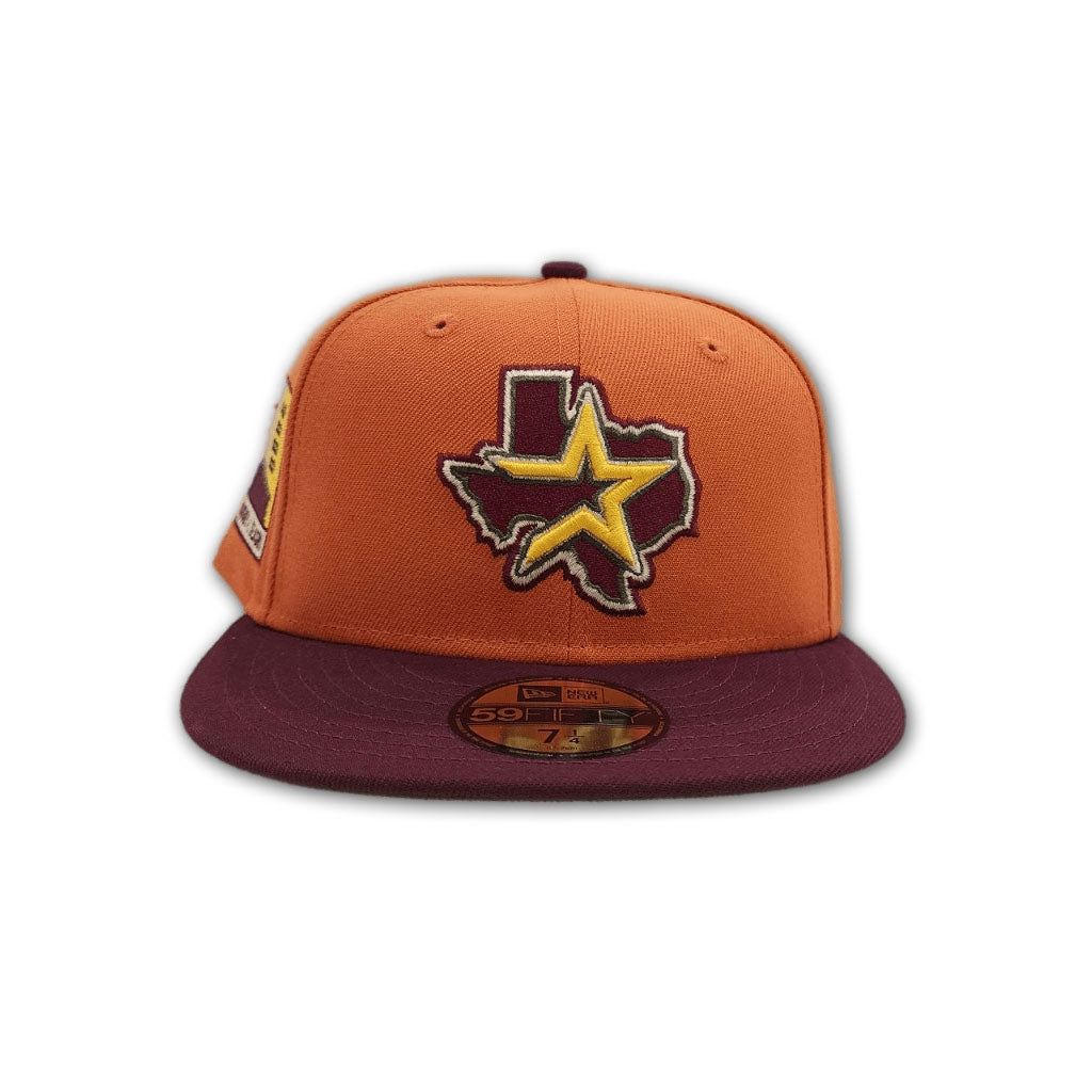 Rust Houston Astros Maroon Visor Olive Green Bottom 2000 Inaugural Season Side Patch New Era 59Fifty Fitted