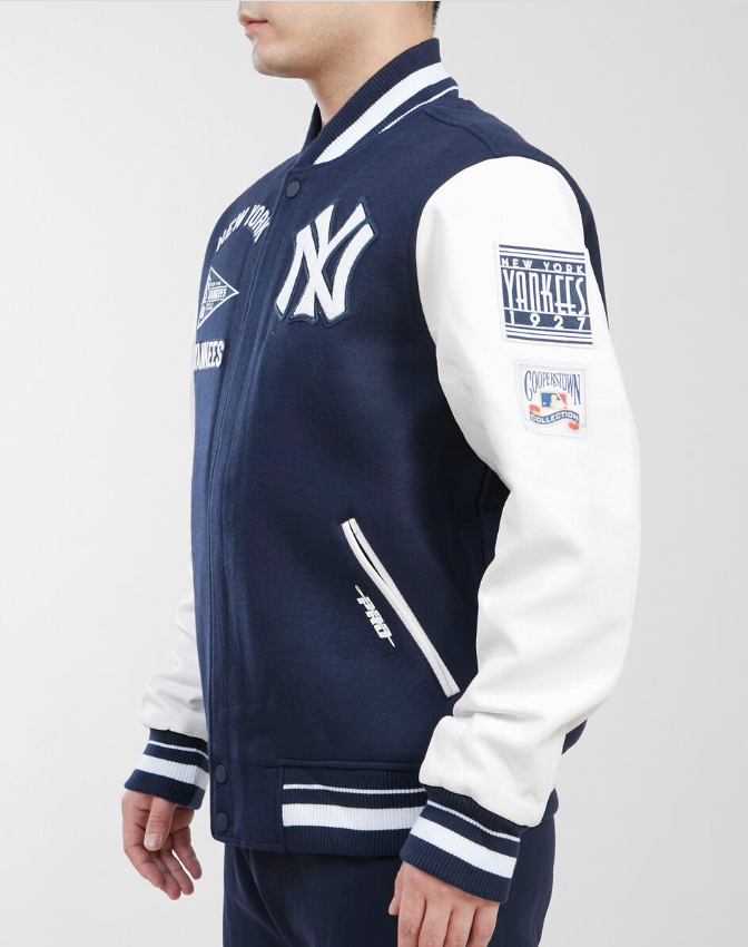 Navy Blue New York Yankees Pro Standard Logo 1927 Flag Wool Varsity Heavy Jacket