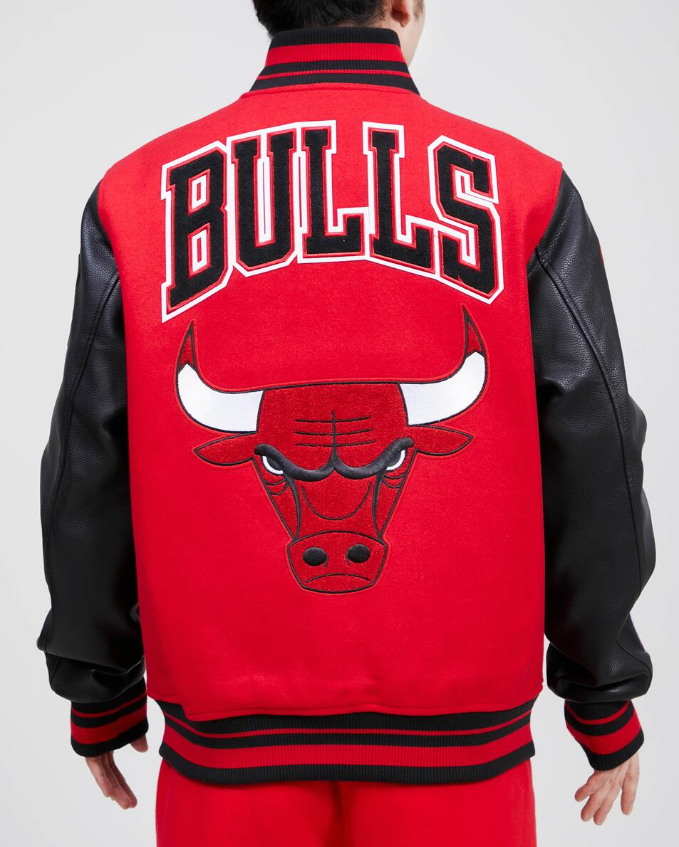 Red Black Chicago Bulls Pro Standard Flag Logo Wool Varsity Heavy Jacket