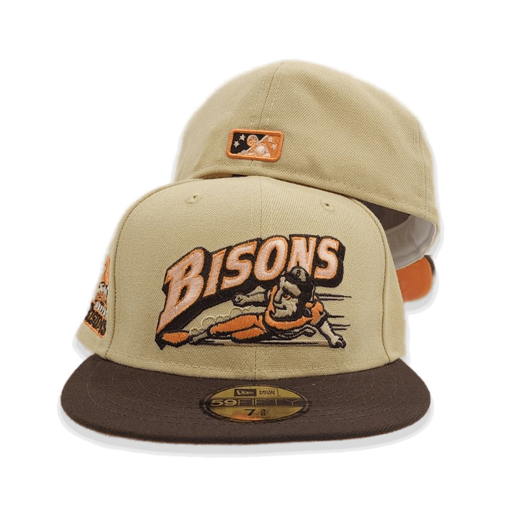 Vegas Gold Buffalo Bisons Blue Brown Visor Orange Bottom 25th Years Side Patch New Era 59Fifty Fitted