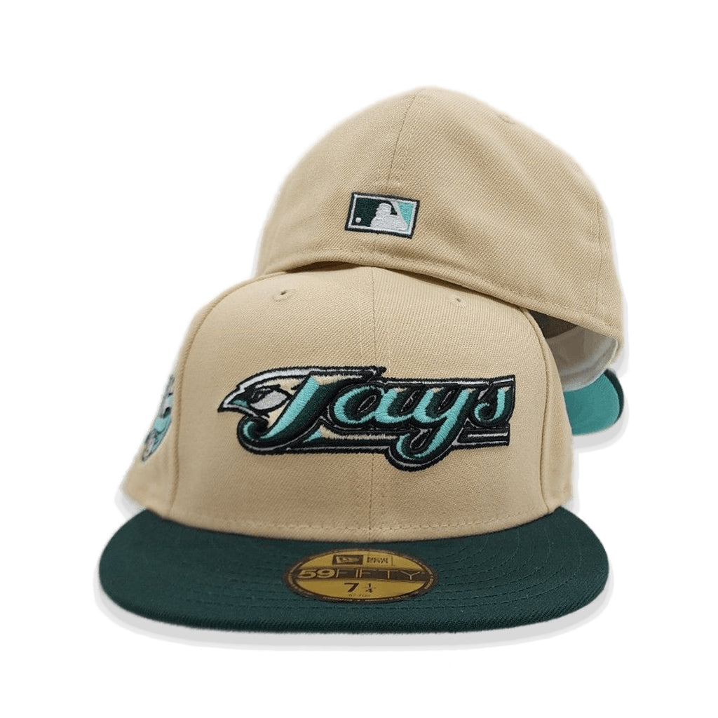 Vegas Gold Toronto Blue Jays Dark Green Visor Mint Green Bottom 30th Anniversary Side Patch New Era 59Fifty Fitted