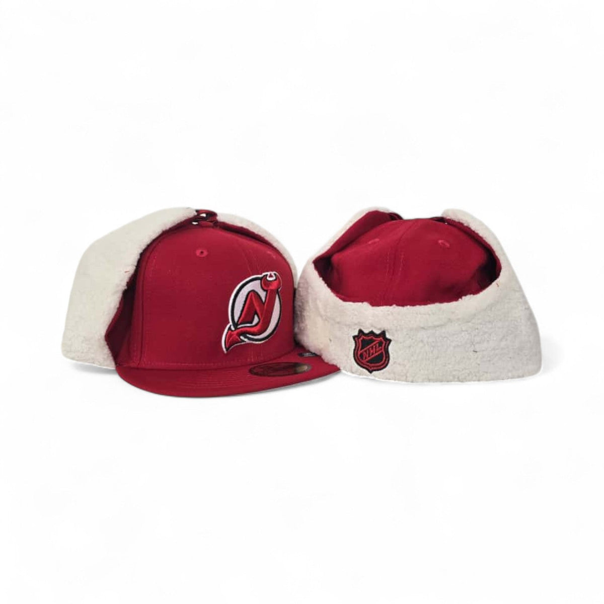 Black New Jersey Devils Gray Bottom Dog Ear Flap New Era 59Fifty Fitted