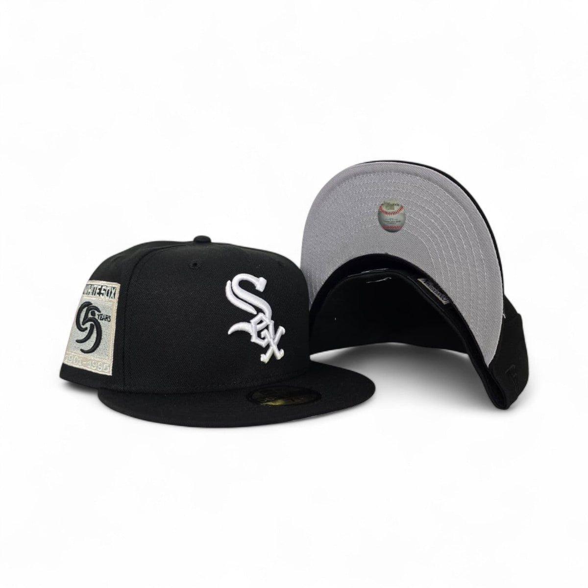 Black Chicago White Sox Gray Bottom 95 Years Side Patch New Era 59Fifty Fitted