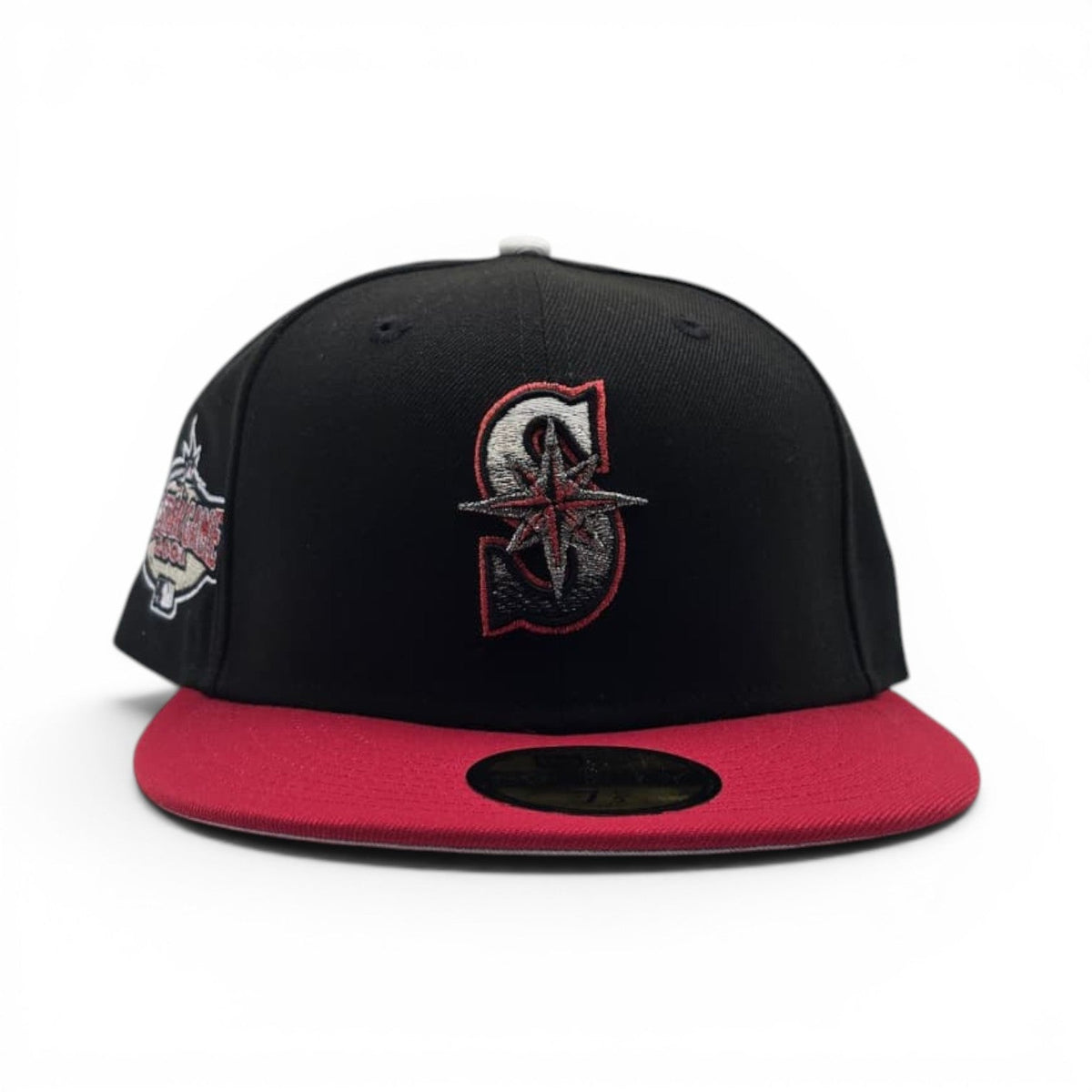 Black Seattle Mariners Red Visor Gray Bottom 2001 All Star Game Side Patch New Era Fitted