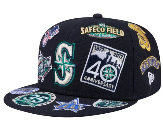 New Era Seattle Mariners 'All Over' 59FIFTY Fitted Navy Blue