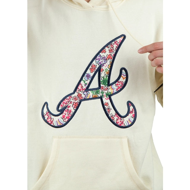 Off White Atlanta Braves Water Color Floral New Era Hoodie