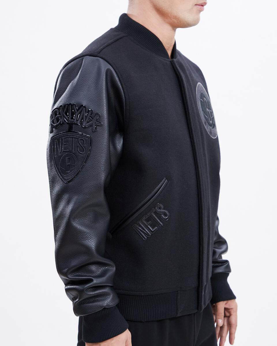 Pro Standard Brooklyn Nets Black Wool Varsity Heavy Jacket