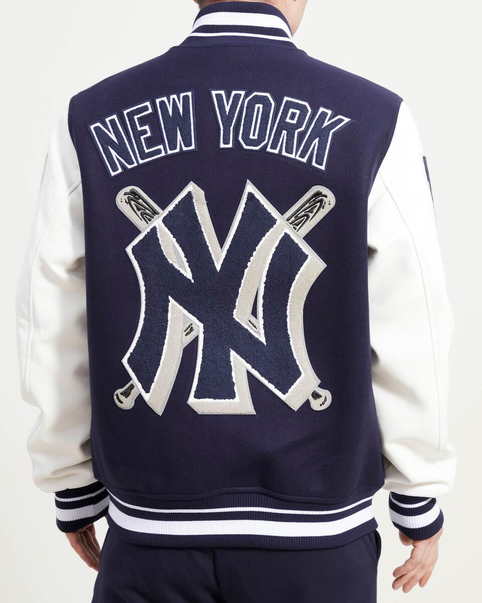 Navy Blue New York Yankees Pro Standard Logo Mashup Wool Varsity Heavy Jacket