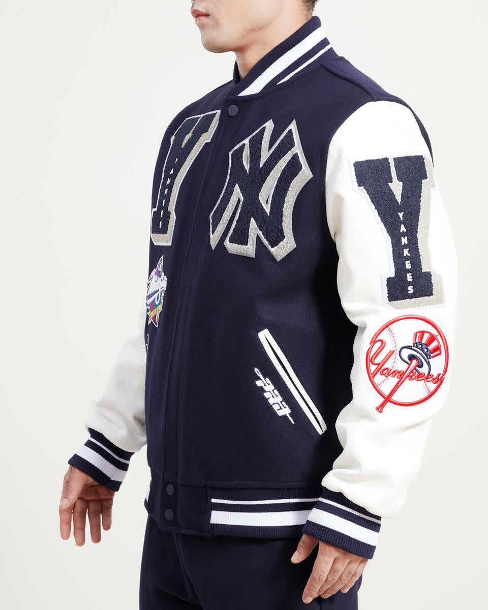 Navy Blue New York Yankees Pro Standard Logo Mashup Wool Varsity Heavy Jacket