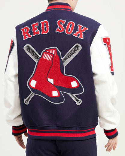 Navy Blue Boston Red Sox Pro Standard Logo Mashup Wool Varsity Heavy Jacket